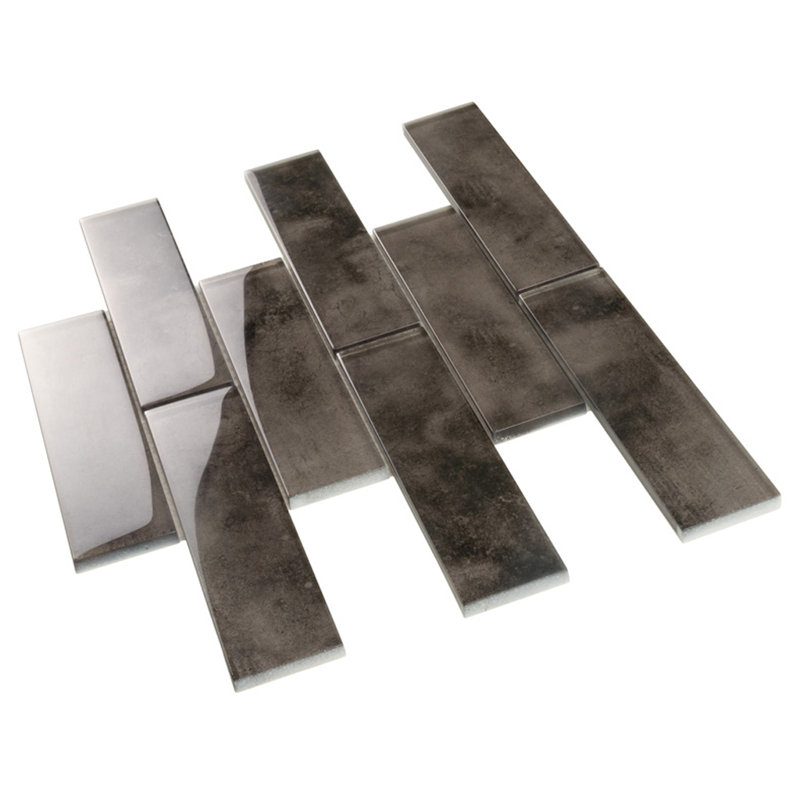 2X8 Subway Glass Mosaic Tile, Suede
