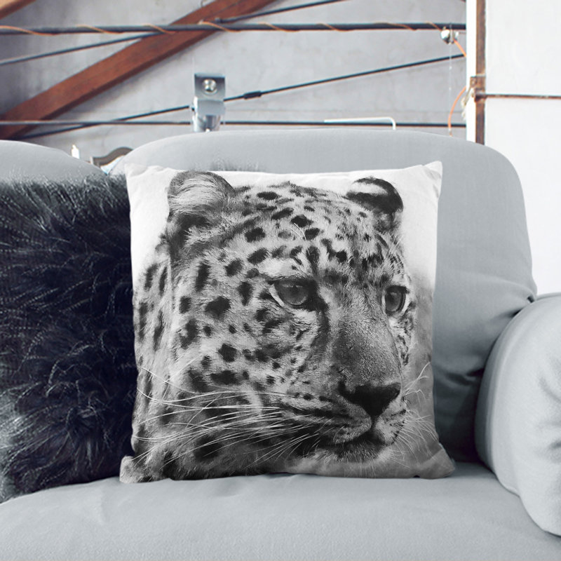 Cheetah Vol.3 Painting Square Throw Cushion, 40cm H x 40cm W x 15cm D, Black