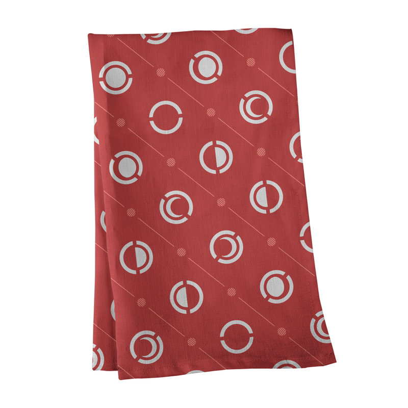 Torchon Moon phases, Rouge / rose / blanc, Croisé en coton