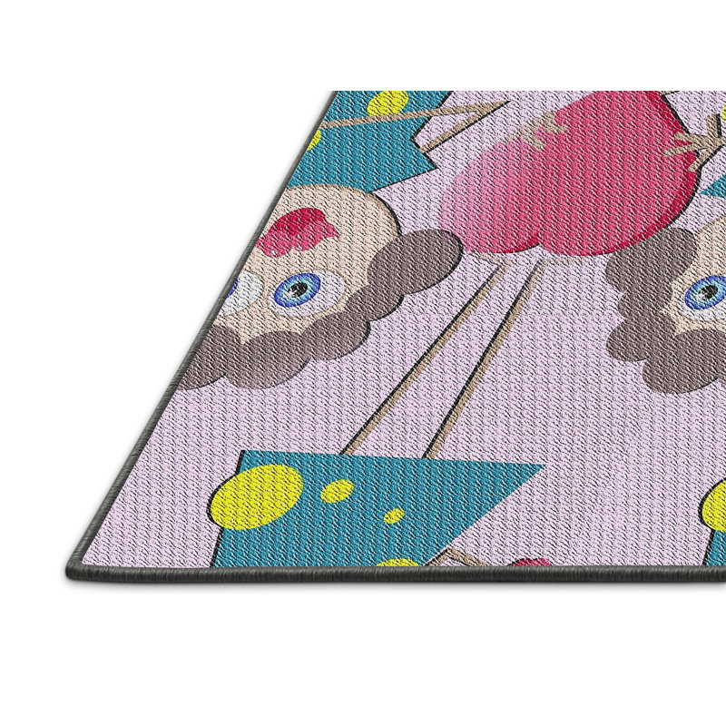 Tapis mauve/rouge/vert à motifs, Rectangle 3 pi x 5 pi