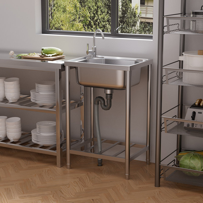 Belfry Kitchen Speidel 430mm W Single Bowl Stainless Steel Freestanding Kitchen Sink