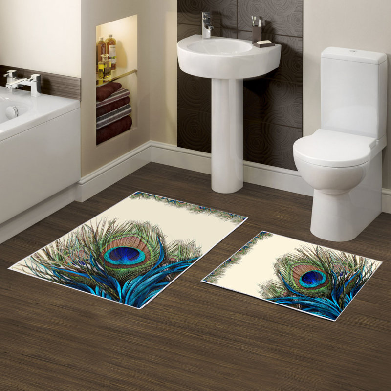 Ensemble de luxueux tapis de bain (2 pièces), 100% polyester, antidérapant, antibactérien | Dimensions: 19,7 po x 23,6 po et 23,6 po x 39,4 po | Tissu ultra-absorbant et facile à nettoyer, lavable à la machine à 86 ° F | Parfait pour la salle de bain ou le spa