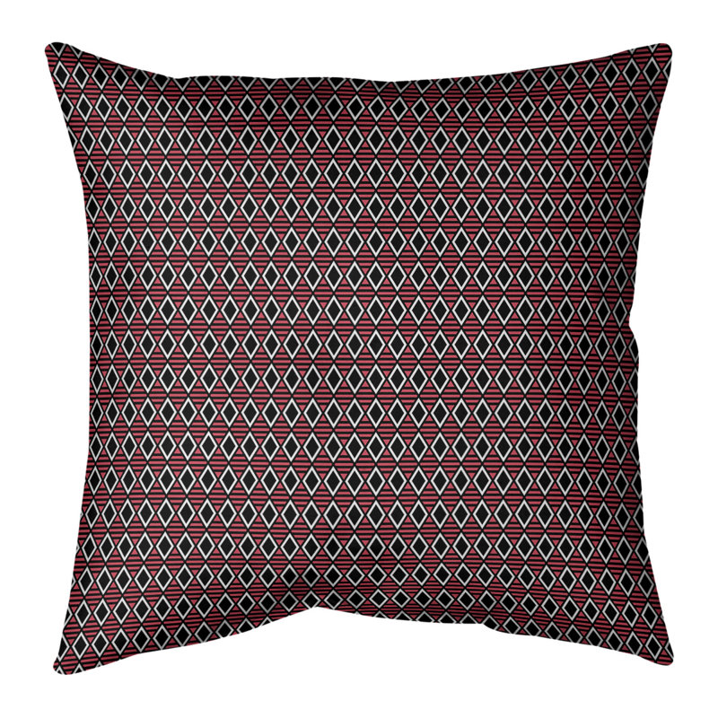 Coussin Katelyn Elizabeth, 18 po x 18 po, Noir / rouge, Polyester/ Bourre en polyester