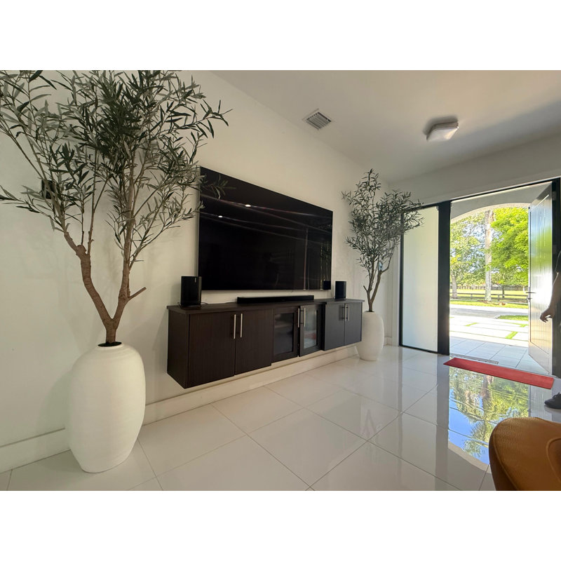 Artificial Olive Tree In White Konos Vase, White
