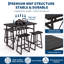 Ensemble table et chaises de salle à manger en PVC noir de style industriel pour 4 personnes avec tabourets escamotables – Table de bar moderne et peu encombrante pour petits espaces-1836049194