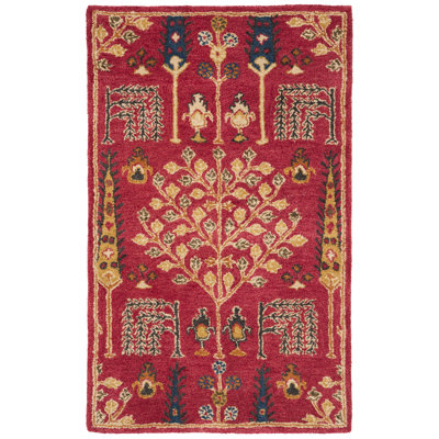 Tapis rouge en laine touffeté à la main Wahcheechee
