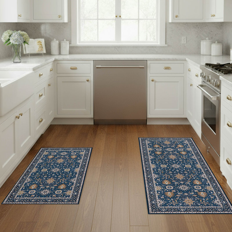 Laura Ashley 2 pièces de tapis en chenille lavables à la machine Imagine, Bleu