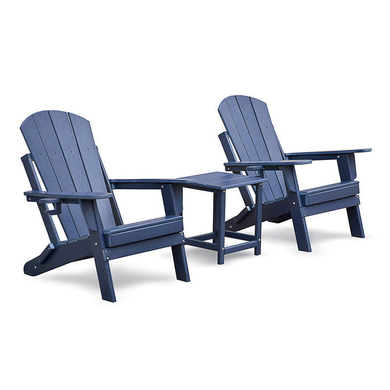 Folding Outdoor Adirondack Chair Set Of 2 And Table Set