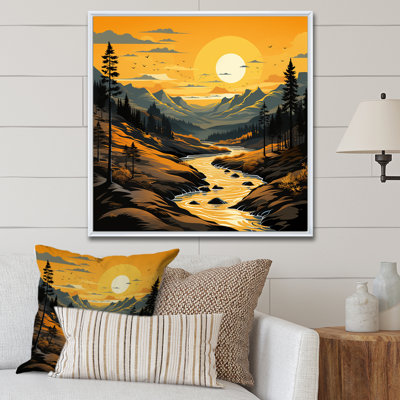 «Yellow and Black Mountains River Serenity II - Fruits», art mural