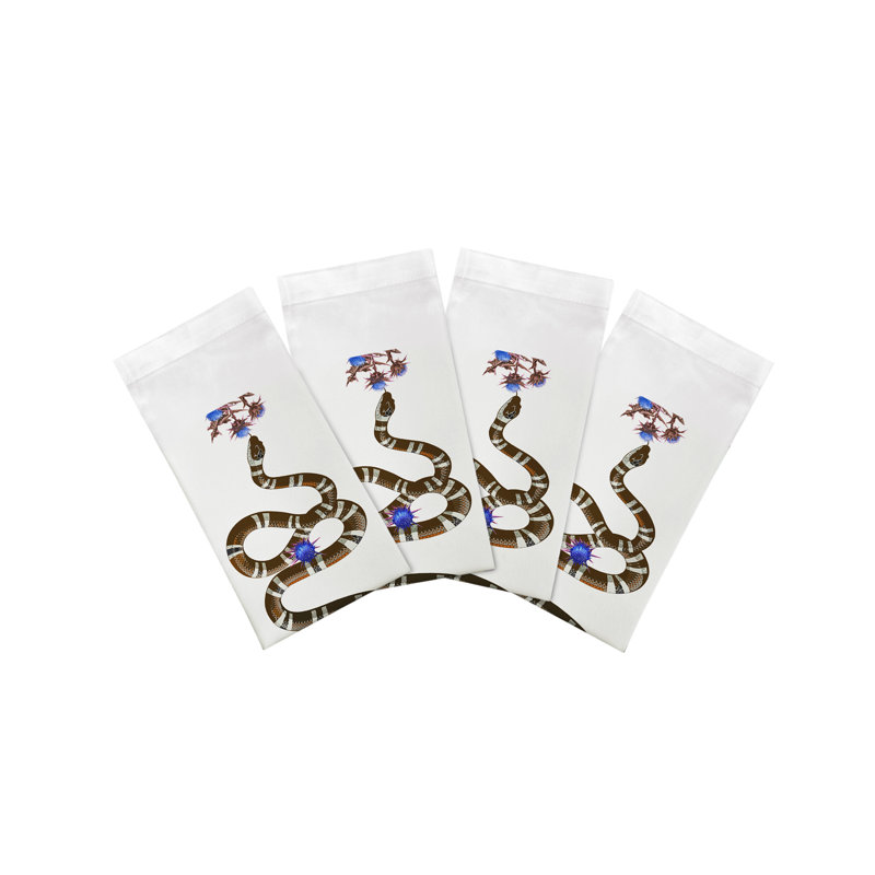 Thistle And Snake Cotton Sateen Dinner Napkins, Blue White