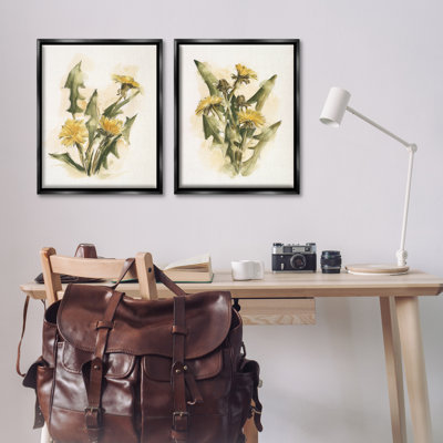 «Dandelion Watercolor Sketch», ensemble de 2 toiles flottantes encadrées par Ethan Harper