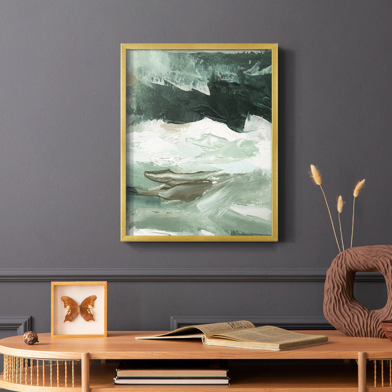 Crashing I Framed Print - Solid Wood, 20" H x 16" W, Gold