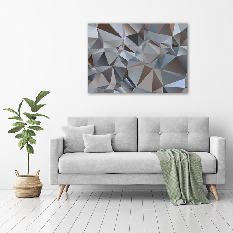 Glass Print Wall Art 100X70cm Image Printed On Glass Decorative Wall Picture Behind Toughened / Tempered Safety Real Glass For Kitchen & Living Room Theme:Abstraction Triangles