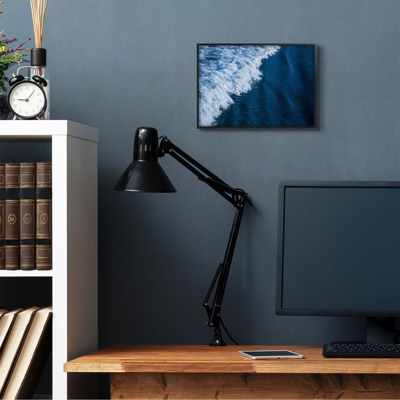 «Blue Ocean Wave Crash», impression, H 11 po x l 14 po x P 1,5 po, Giclée encadrée noir minuit