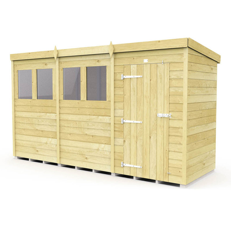 12ft x 4ft Pent Shed - Single Door with Windows