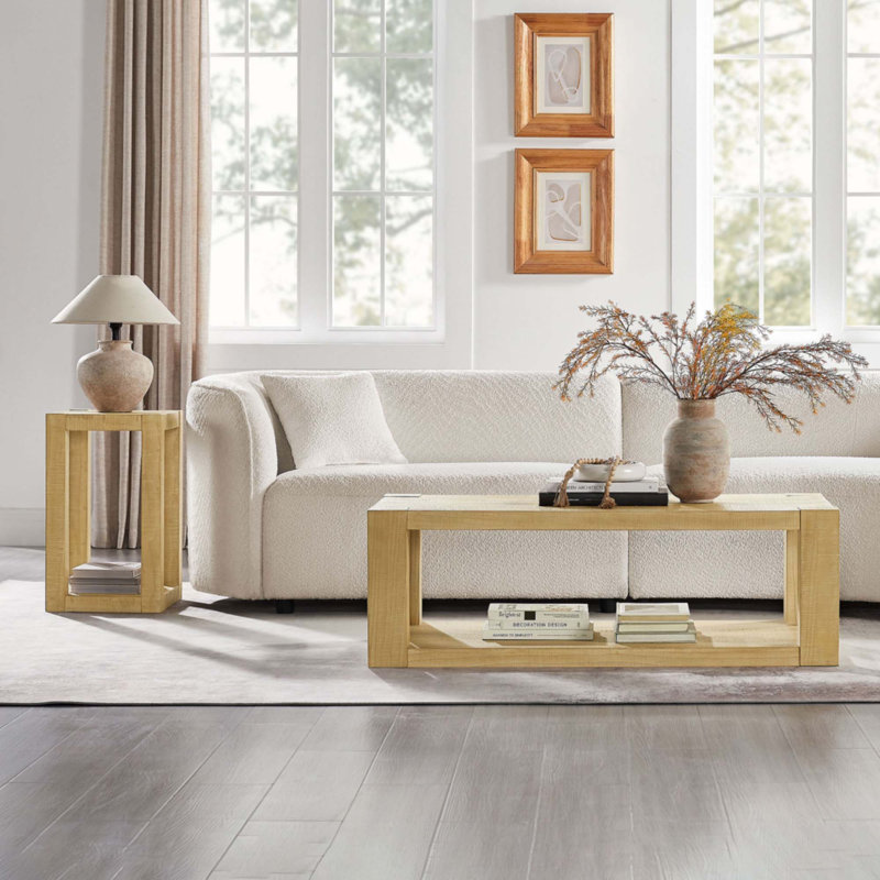 2-Piece Modern 2 Tier Rectangle Coffee Table Set
