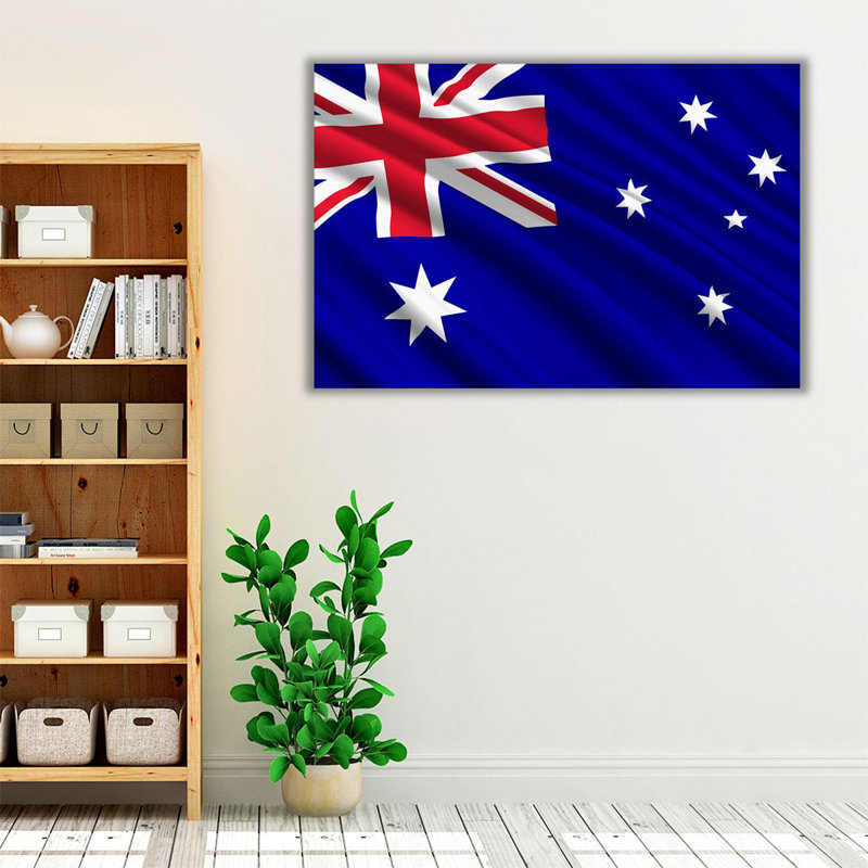 Drapeau de l'Australie flottant - reproduction d'art sur toile, H 24 po x l 36 po