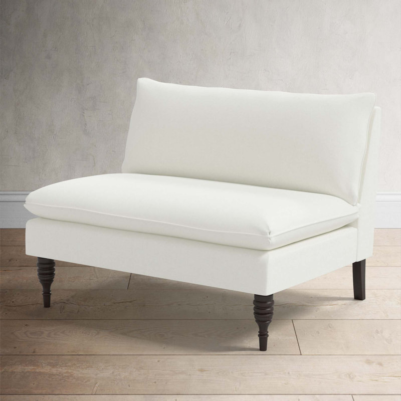 Varick Upholstered 47'' Settee, Zuma White Textured Linen