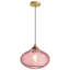 Luminaire suspendu à 1 lumière pour îlot de cuisine doré avec abat-jour en verre transparent rayé de 11 po-2074246259