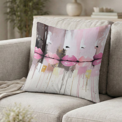 Pop Art Pink Lips Throw Pillow