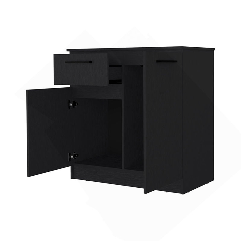 Commode 2 portes 1 tiroir Loonam, Noir