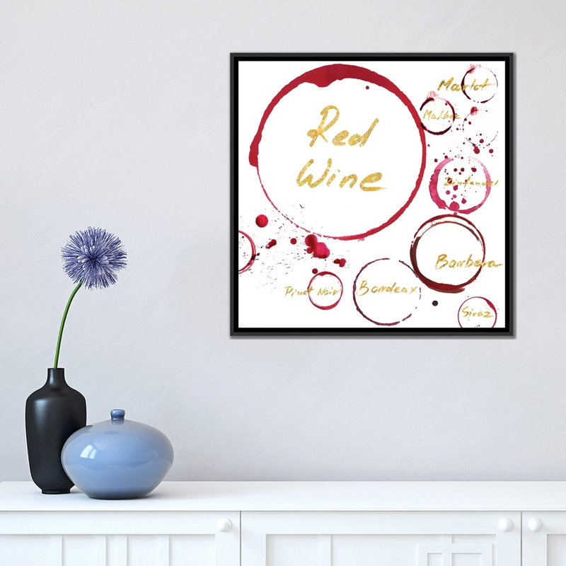 «Red Wine» par Pi Studio - impression sur toile tendue, H 18 po x l 18 po x P 1,5 po, Toile avec cadre noir, Pas de tapis