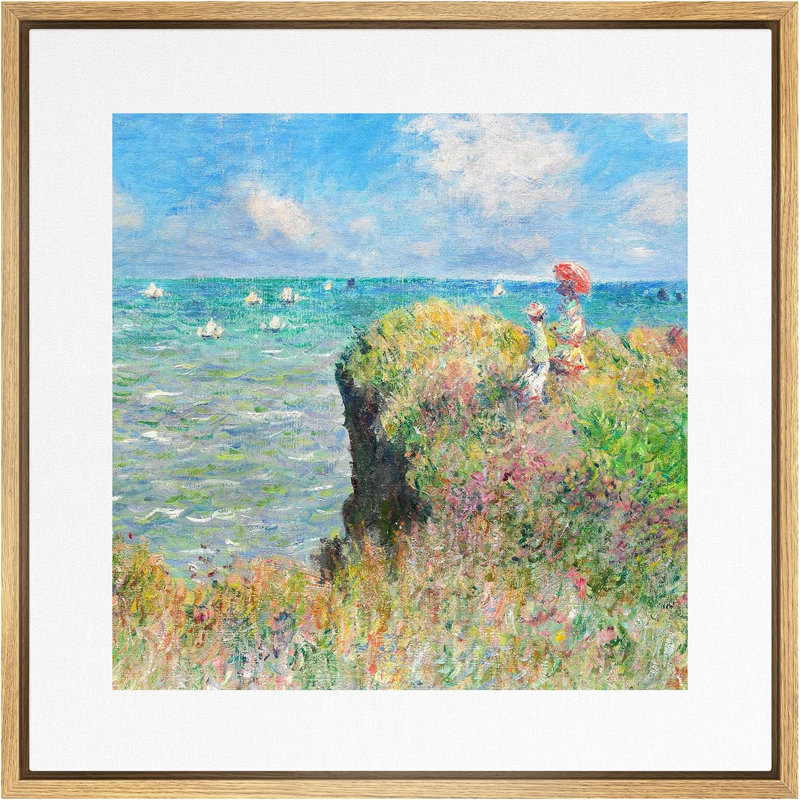 "Claude Monet Cliff Walk At Pourville", reproduction d'art encadrée sur toile par Claude Monet