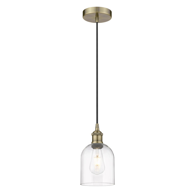 Luminaire suspendu à cordon 1 lumière Edison Anacaren - 616-G558, Laiton antique, Clair