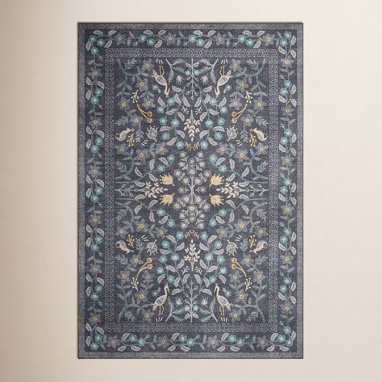 Rifle Paper Co. x Loloi Maison Nightingale Black Rug, Rectangle 7'6" x 9'6"