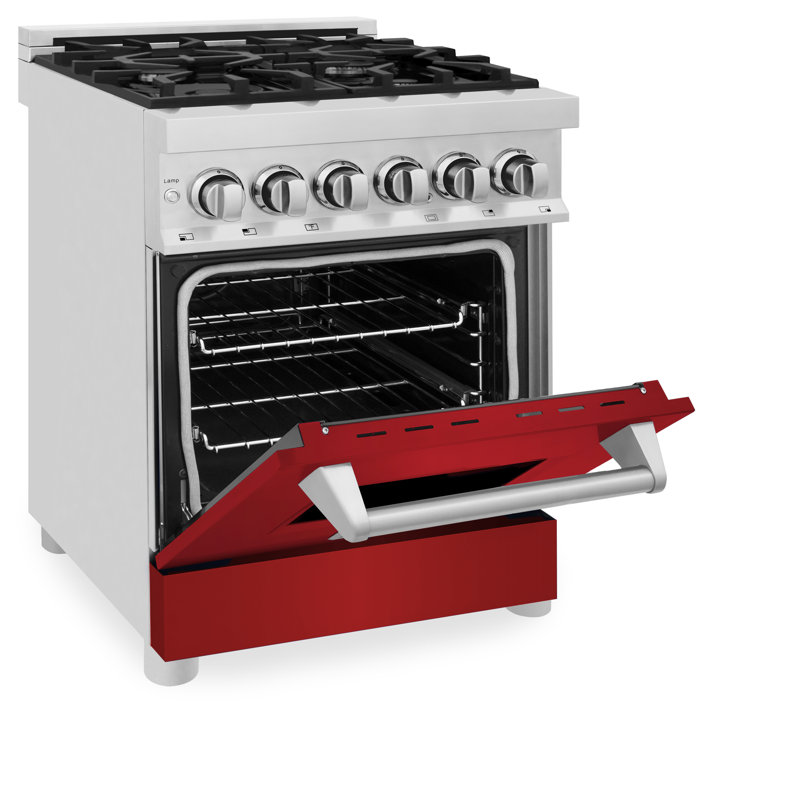 ZLINE 24" Legacy Dual Fuel Range w/ 4 Burner, Red Matte