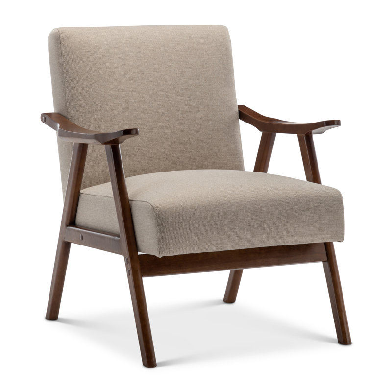 Gabar 75Cm Wide Classic Mid-Century Modern Armchair, Beige Linen