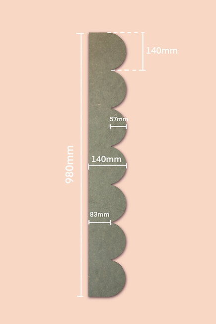 (Pack of 2) Jumbo Decorative Scallop Design Trims - 98cm x 14cm x 6mm -Edging MDF Wood (Moisture Resistant) - Dado Moulding for DIY