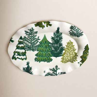Friendly Firs 15 Ruffle Oval Platter
