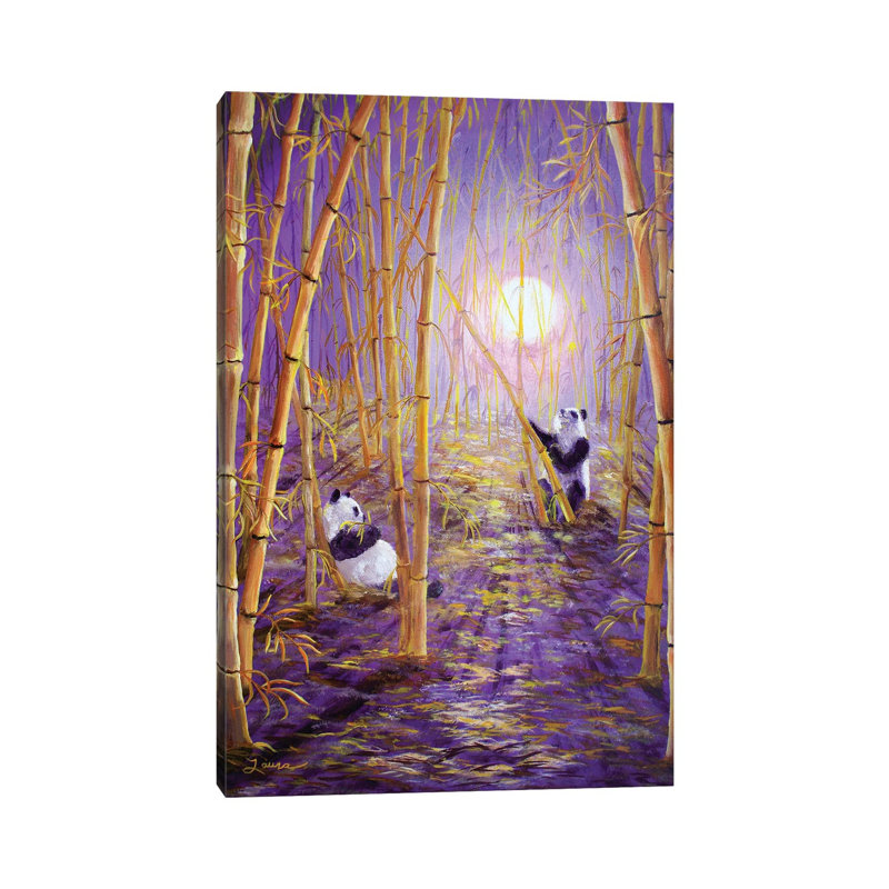 Harvest Moon Pandas by Laura Iverson - Painting on Canvas, Wrapped Canvas, 30.48cm H x 20.32cm W x 1.91cm D