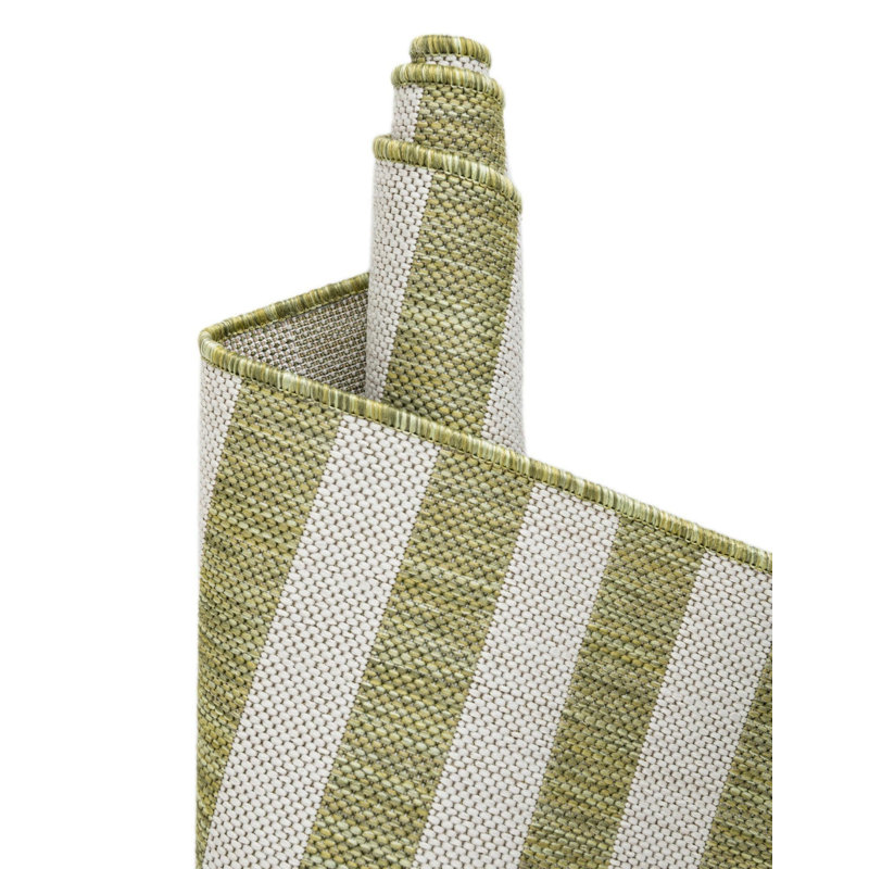 Altimari Striped Green/Ivory Indoor Area Rug, Rectangle 7'10" x 10'
