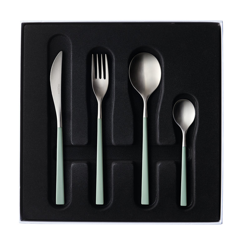 Fuse Color 24 - Piece Stainless Steel Flatware Set - Service for 6, Jade