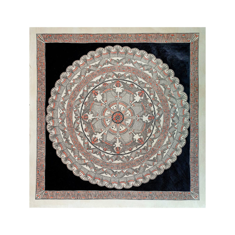 Poissons et lotus, art mandala | Acrylique sur papier fait à la main | Par Shruti Subramani
