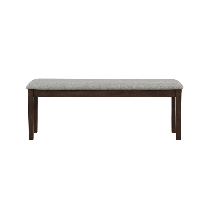 Ginnie Solid Wood Upholstered Bench, Brown/Gray