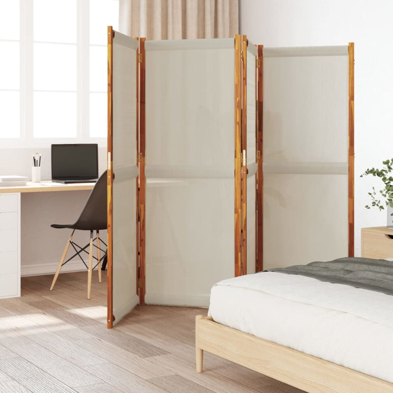Metts 457.2cm H Solid Wood Folding Room Divider, 4, 180cm H x 280cm W, Light Grey