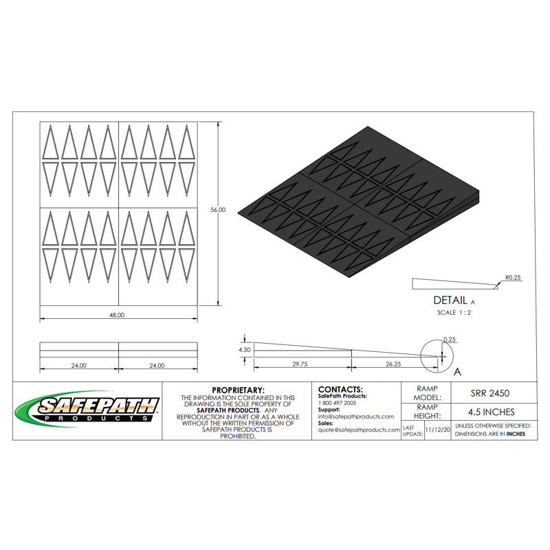 Rampe de seuil H 3,25 po SafeResidentiel, H 4,5 po x l 48 po x L 56 po