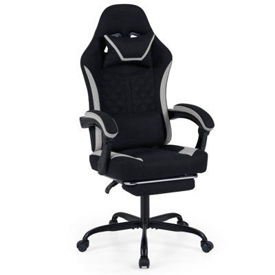 Gaming Chair with Headrest, Lumbar Support, Linkage Armrests, Reclining Backrest