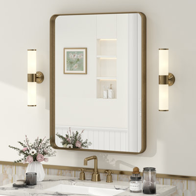 Molly Tempered Glass and Metal Framed French Cleat Mounted Wall Bathroom / Vanity Mirror