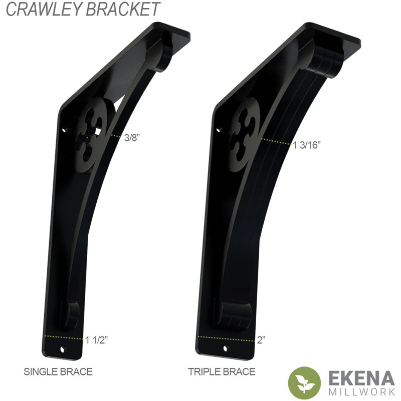 2"W x 7 1/2"D x 10"H Crawley Wrought Iron Bracket, (Triple center brace) (6-Pack), 2" x 10"