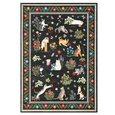 Non Slip 9×12 Animal Pattern Area Rugs Machine Washable for Living Room Stain Resistant Low Pile Foldable Non-Shedding Indoor Carpet