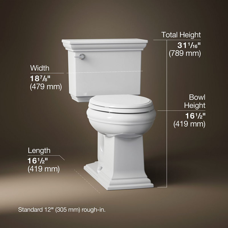 Memoirs® Stately Comfort Height 1.28 GPF Elongated Two-Piece Toilet, White, Left-Hand