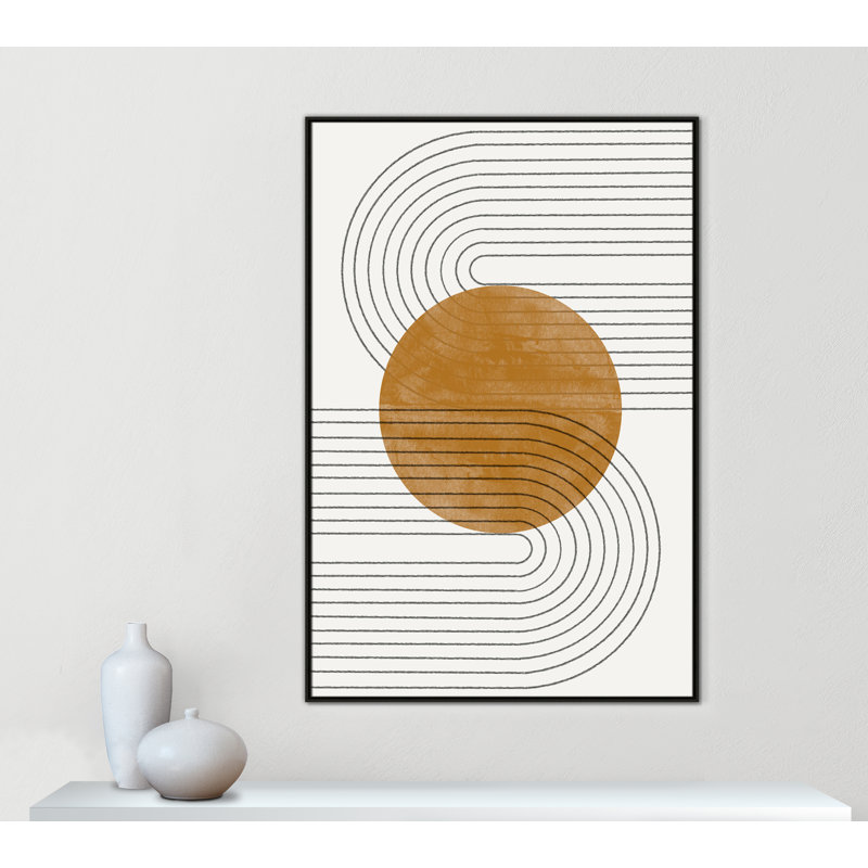 Échos courbés par Miuus Studio, Framed Canvas, 41.5'' W x 61.5'' H, Espresso Floater