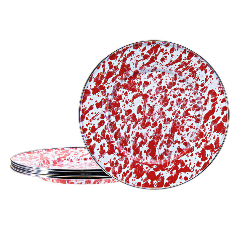 8.5" Dessert Plate, Red Swirl