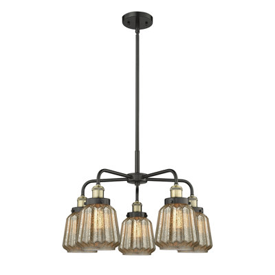 Lustre irrégulier à intensité variable en verre à 5 lumières Chatham