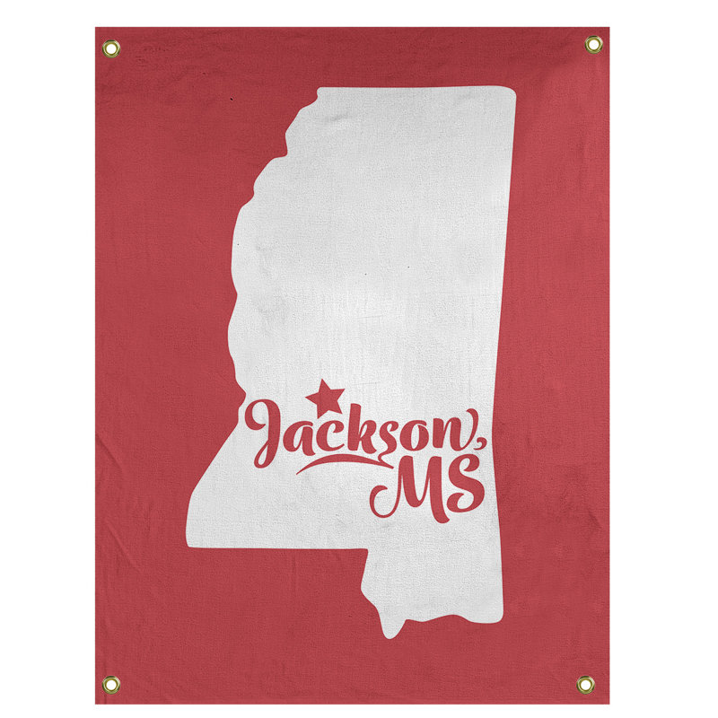 Tapisserie murale mississippi jackson, H 80 po x l 59 po, Rouge