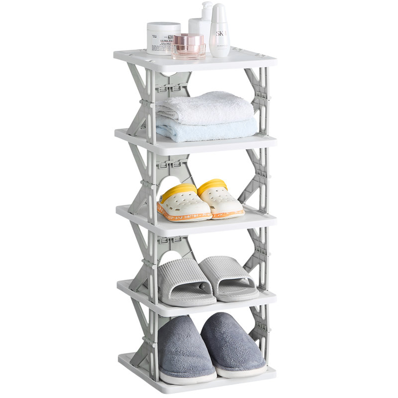 Iya 5 Tier Foldable Shoe Rack, Space-Saving Vertical Shoe Rack Organizer, Narrow Free-Install Shoe Storage Shelf for Small Space Saving, Entryway, Closet, Mudroom